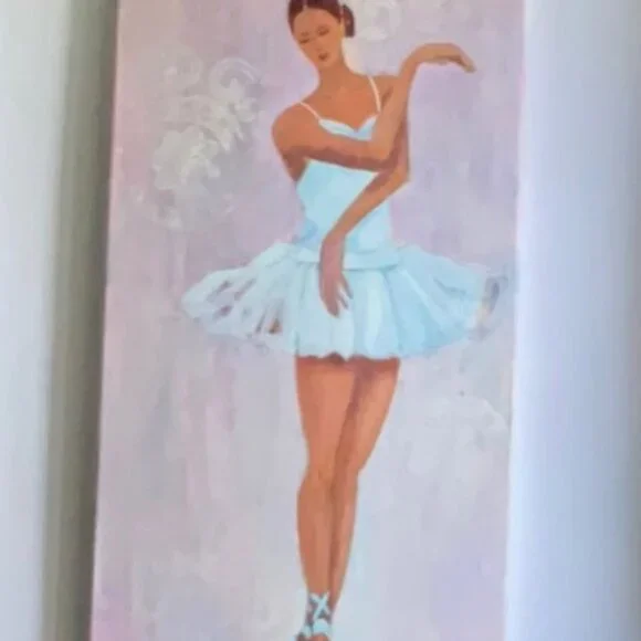 Graceful Ballerina Pink & White Acrylic Painting for Girls' Room Wall Decor Cute - Picture 8 of 12